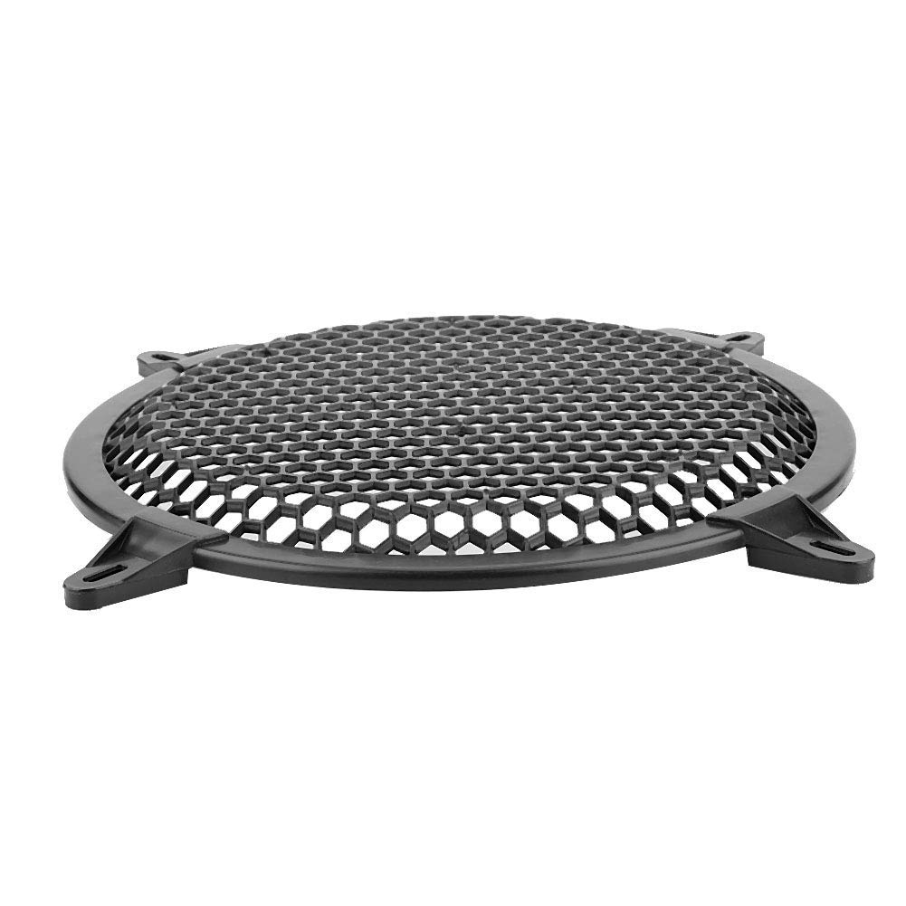 KIMISS Car Audio Speaker Cover - Plastic Mesh Cover Subwoofer Speaker Modification Protect Guard Decorative Circle Cover (Black) (10in)