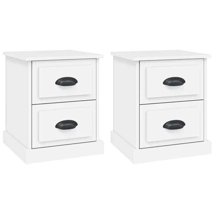 Table de chevet - Maison Exclusive - Blanc - 2 tiroirs - Bois d'ingénierie