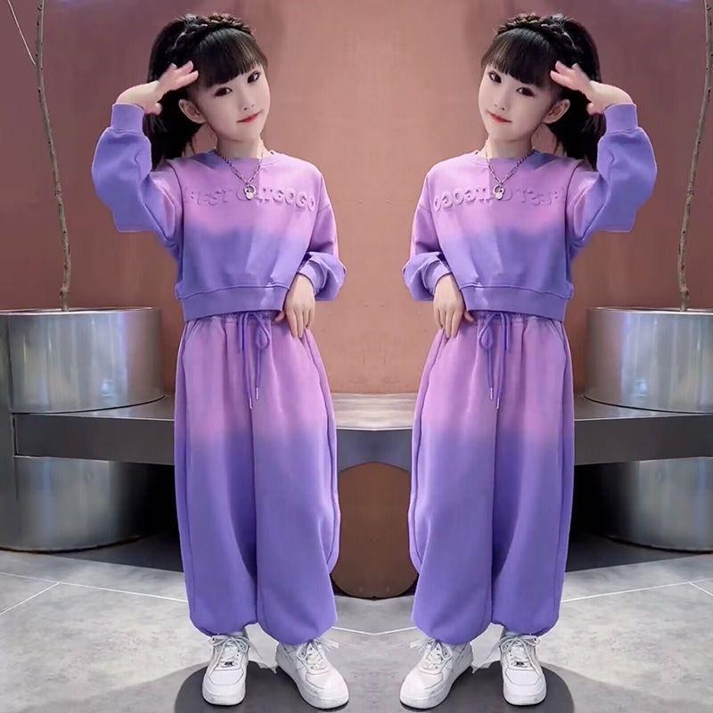 Set Sportiv de Toamnă Trendy pentru Fete - Pantaloni cu Picior Larg & Hanorac cu Mâneci Lungi 2024