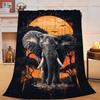 Black and white wolf in the night sky digital-printed polyester Bedroom velvet flannel soft cover blanket Fleece cover blankets