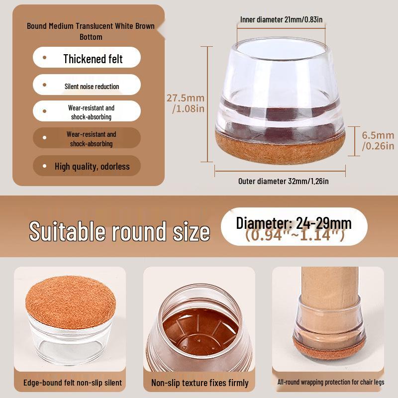 Reinforced Non-Slip Silent Chair and Table Leg Covers with Wear-Resistant Foot Pads