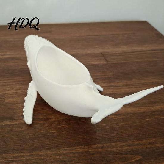 Whale Figurine for Storage Humpback Bowl with Hollow Groove 3D Printed Texture Relief Ocean Style Desktop Decoration Jewelry And Small Items