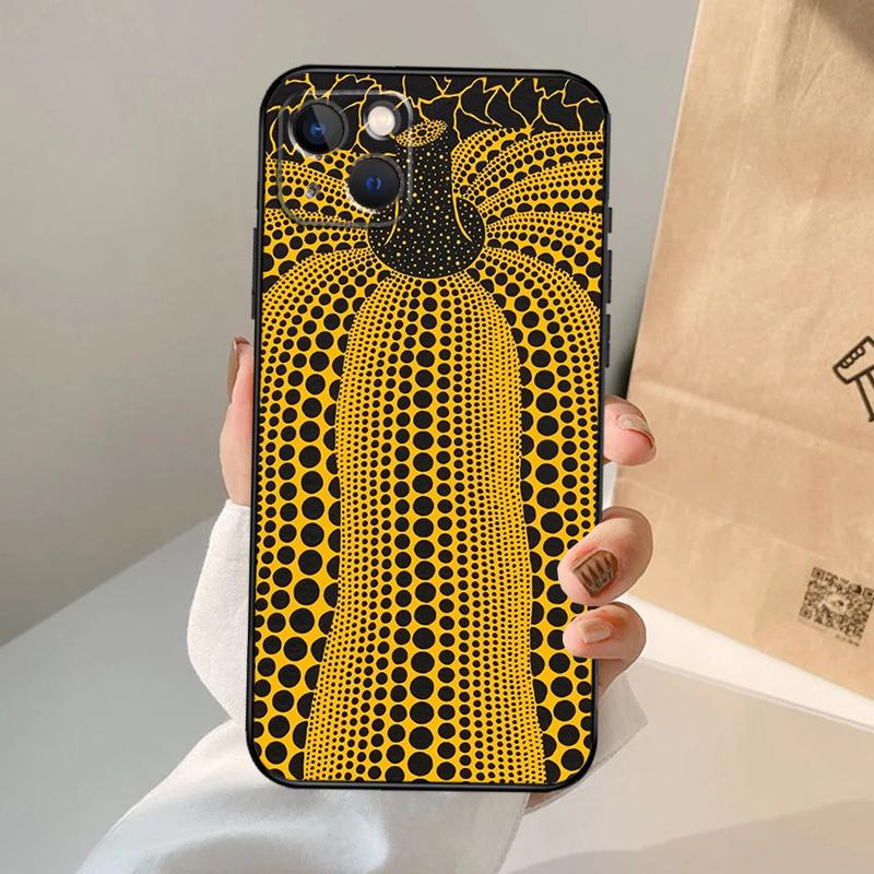 

Чехол для телефона в стиле KUSAMA для iPhone 16 15 14 13 12 11 Pro Max 12 13 mini XR 15 16 Plus 16e Чехол iPhone 13