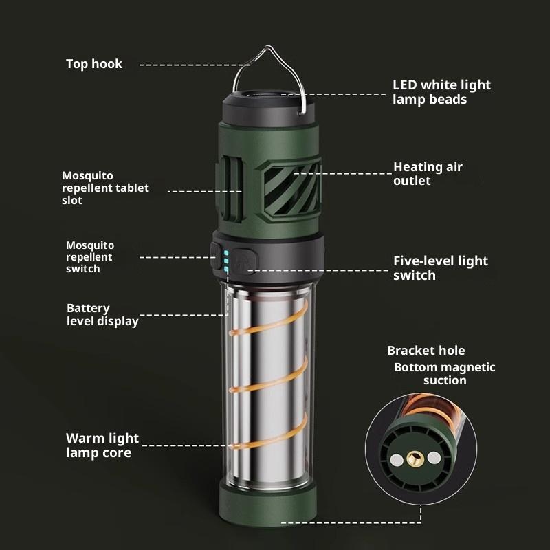 Portable Camping Mosquito Repellent Light With Magnetic Base And Hanging Hook Perfect For Hiking Camping Tent Use