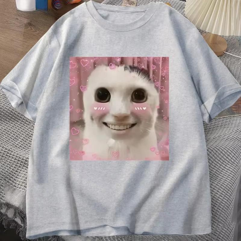 Goofy Ahh Katze T-Shirt Meme Dank Verflucht Weirdcore Cringey T-Shirts Unisex Unisex Ich bin zu albern T-Shirt Huh Katze Memebn Weinende Katze