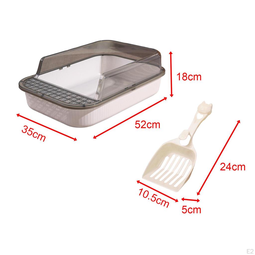 Cat Litter Box Kitten Pan Large Semi Enclosed Sandbox with High Side Durable Open Top Pet