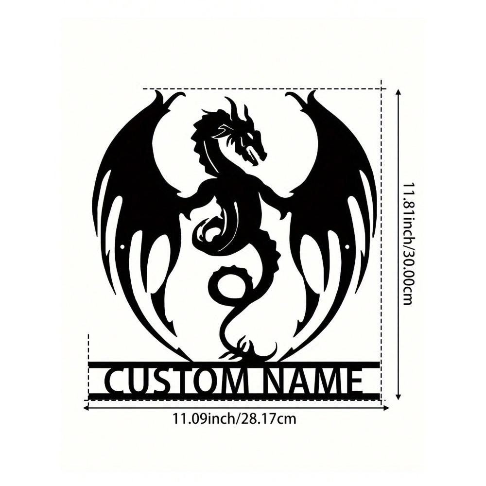 1 Pc Custom Flaming Dragon Metal Wall Art, Personalized Sign for Patio Farmhouse Decor, Weatherproof Rustproof Gift