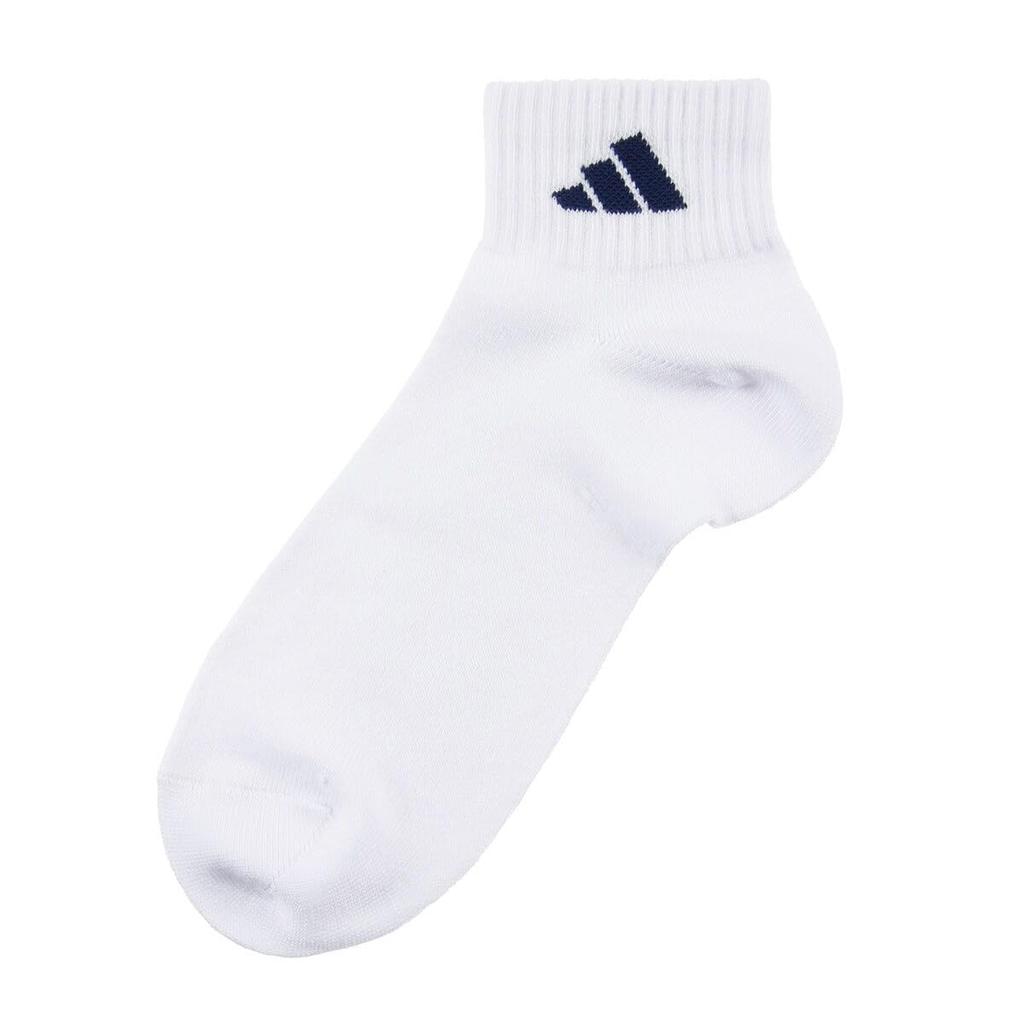 Pack of DEO Plain Logo Short Socks with Reinforced Toe and Heel Assorted Sizes [Adidas] 3-Pair (06087W) 001, 24-26cm