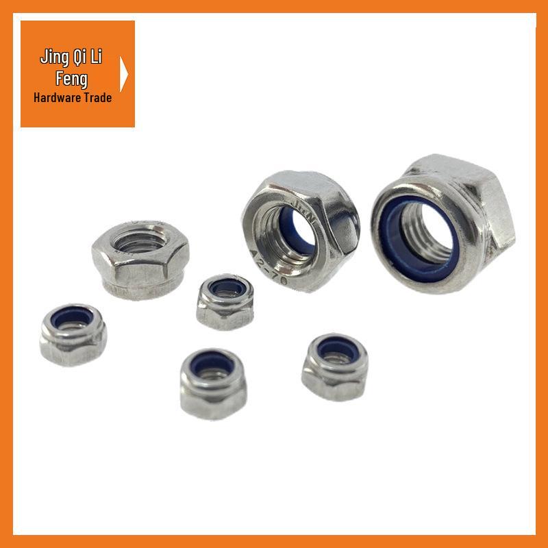 201 Stainless Steel Hex Nut with Nylon Insert, Self-Locking M4-M20