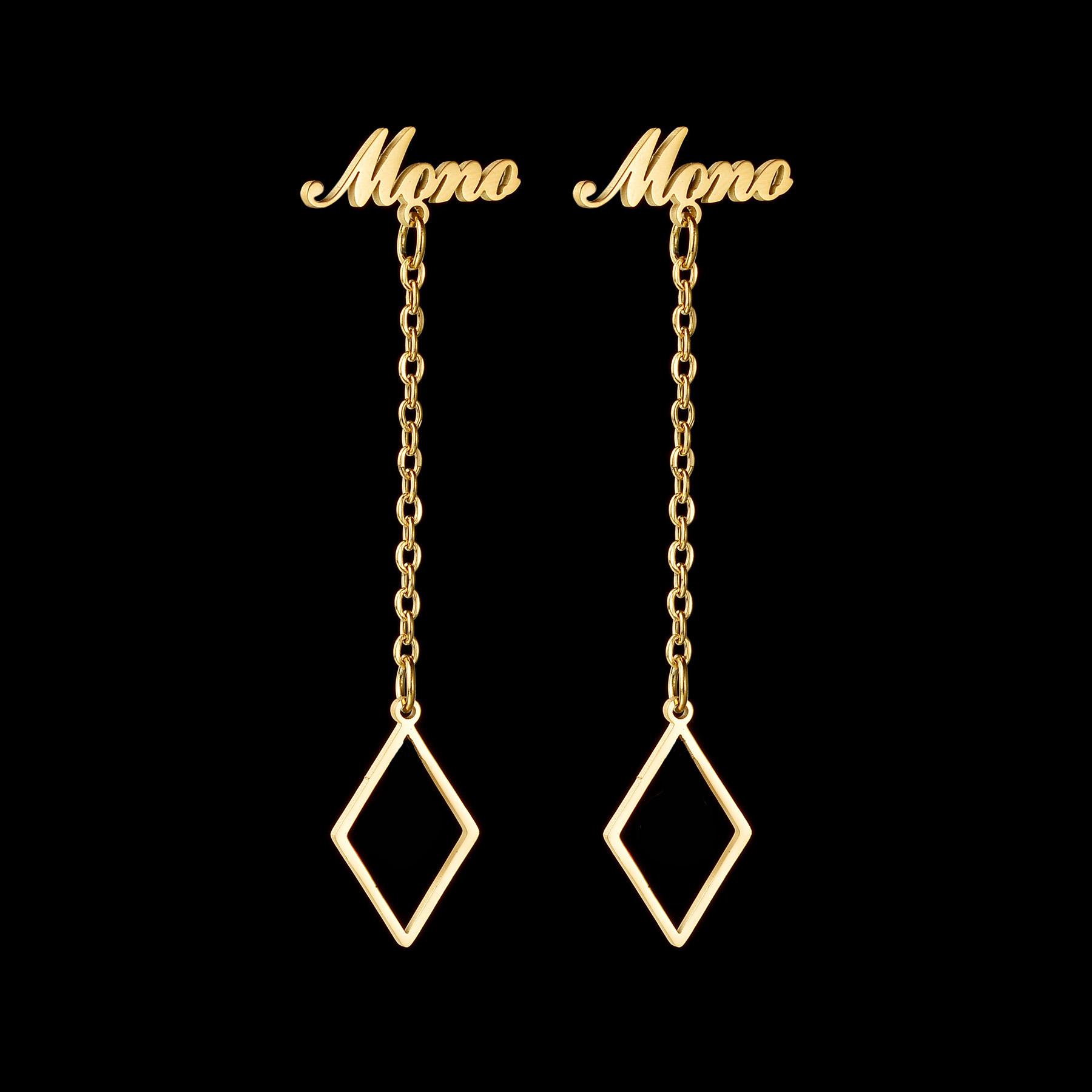 

Atoztide Personalized Custom Name Stud Earring for Women Girl Stainless Steel Hollow Heart Drill Cup Chain Birthday Jewelry Gift silver color