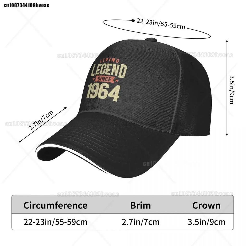Baseballkappen 60 Jahre Lebende Legende 1964 60. Geburtstag Vielseitig Für Männer Frauen Trucker-Kappe Kopfbedeckung Verstellbar