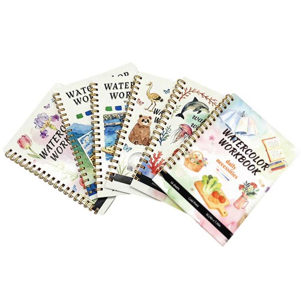 Large Size Watercolor Sketch Practice Pad, 16 Pages Cotton Paper Line Drawing Coloring Book For Starter Art Training