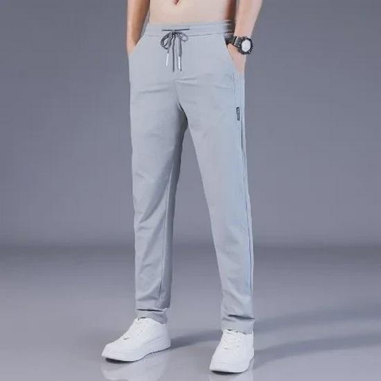 Ice Silk Men's Loose Breathable Slim Straight Casual Summer Trousers