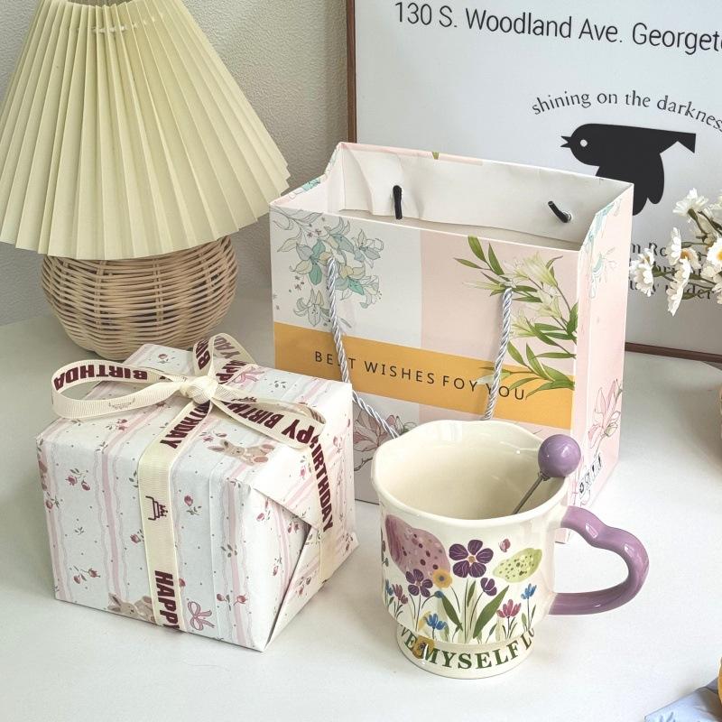 Ins originální špičkový keramický hrnek ručně malovaný vysoký hrnek kancelářský hrnek na kávu vodu dárek k narozeninám pro ženu