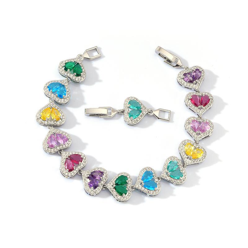 Water Drop Love Zircon Bracelet Copper Platinum Plated 17.5Cm Long Free Extension Buckle Color Treasure Bracelet