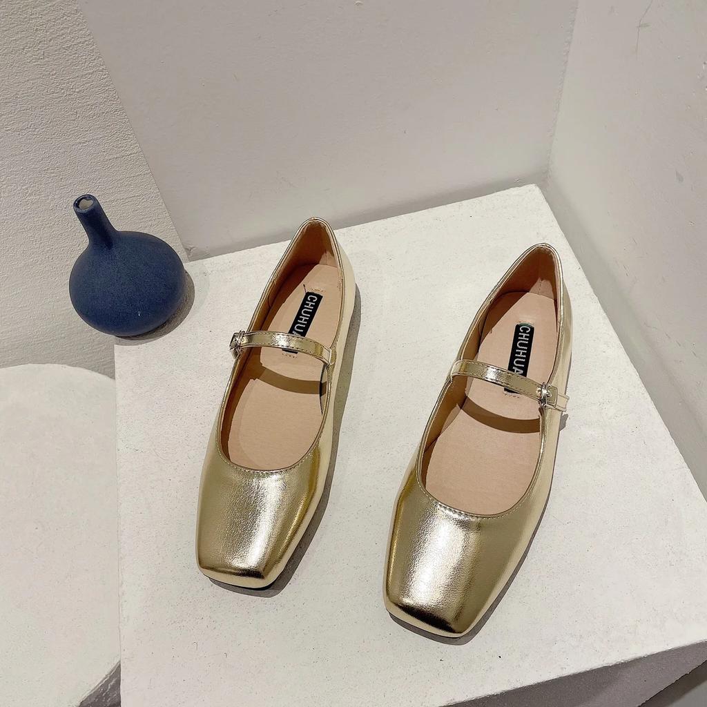 Fashion Flat Shoes for Women 2025 Spring Autumn Mary Janes Shoes Square Toe Shallow Casual Ladies Shoes Women's Plus Size 41-43 loafers