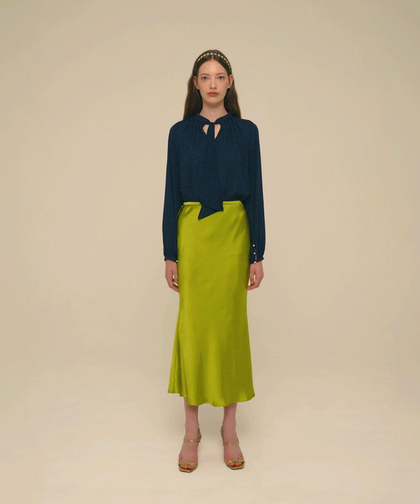 Aiseugadeuneiogongpal Mermaid Maxi Satin Skirt_Golden Lime