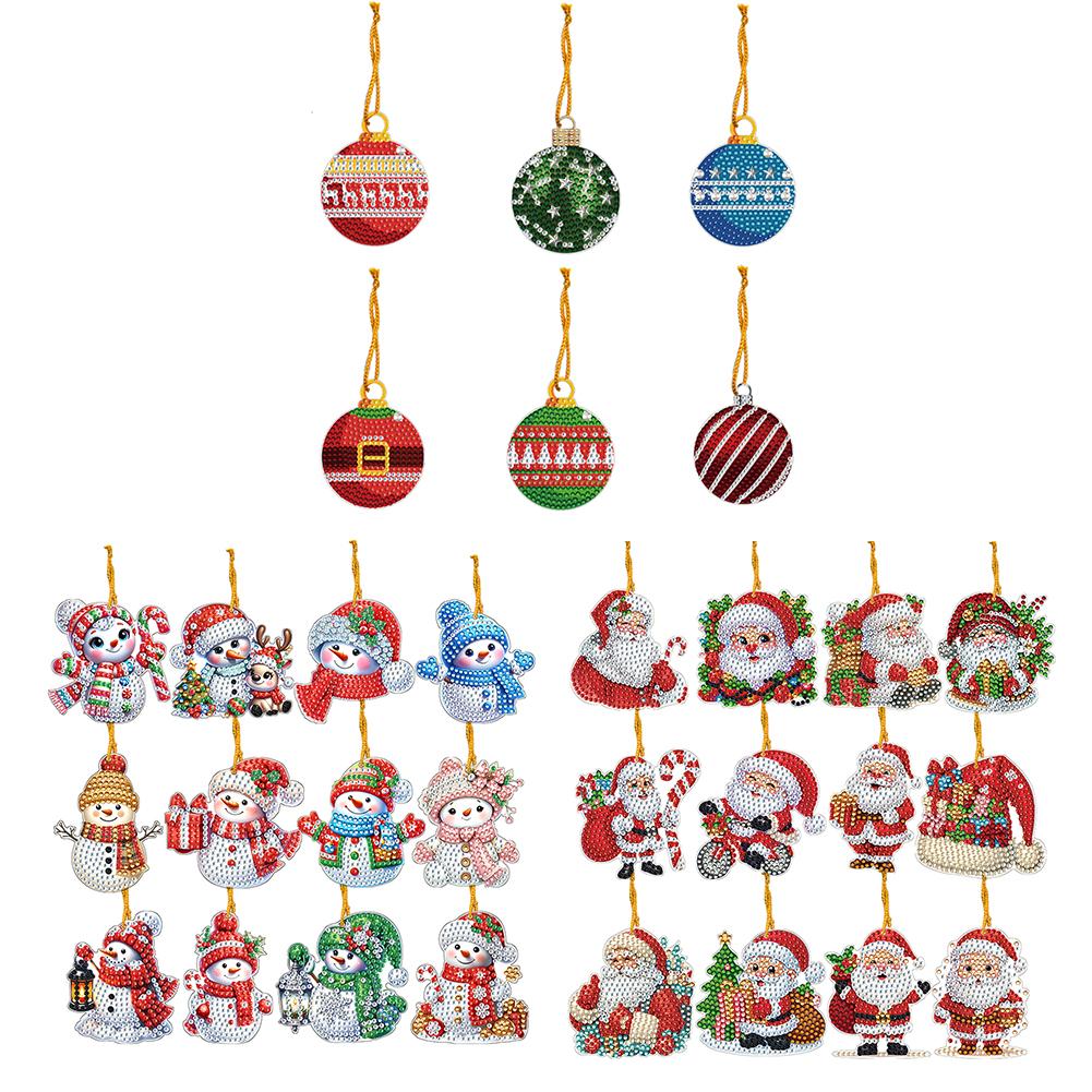 Weihnachtsthema 2D/Flach DIY Strass Diamant Malerei Fensteranhänger Einseitig Bohren Diamant Malerei Anhänger DIY Heimdeko Hängeanhänger