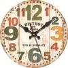 30CM Silent Wall Clock,Vintage Pattern Wooden Cardboard Wall Clock, European Retro Clock for Chic Home Office Cafe Decor