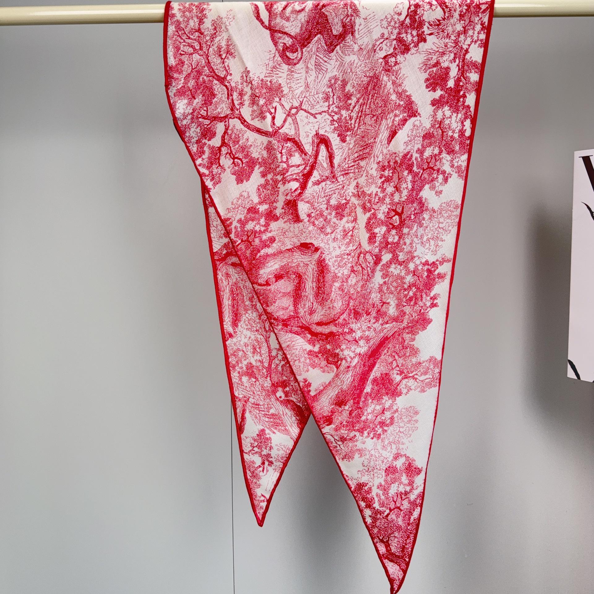 

Retro Paisley Wool & Mulberry Silk Bandana Scarf Shawl 34x107 cm