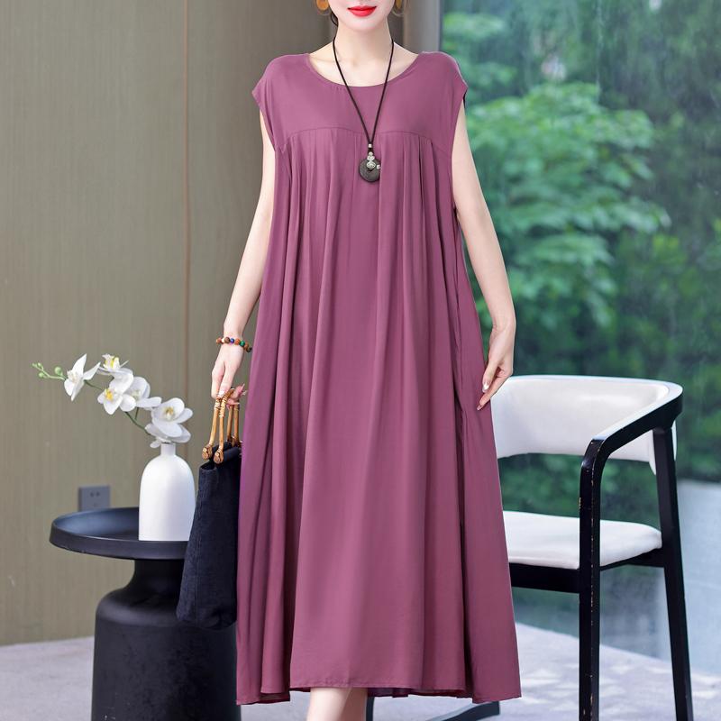 Plus Size Sommer Vintage Kleid Frau Oversize Lose ärmellose lässige elegante lange Kleider