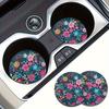 [Absorbent Flowers Coaster] 2pcs Absorbent Flowers Car Cup Holder Coaster Mats | Car Interior Accessories For Women