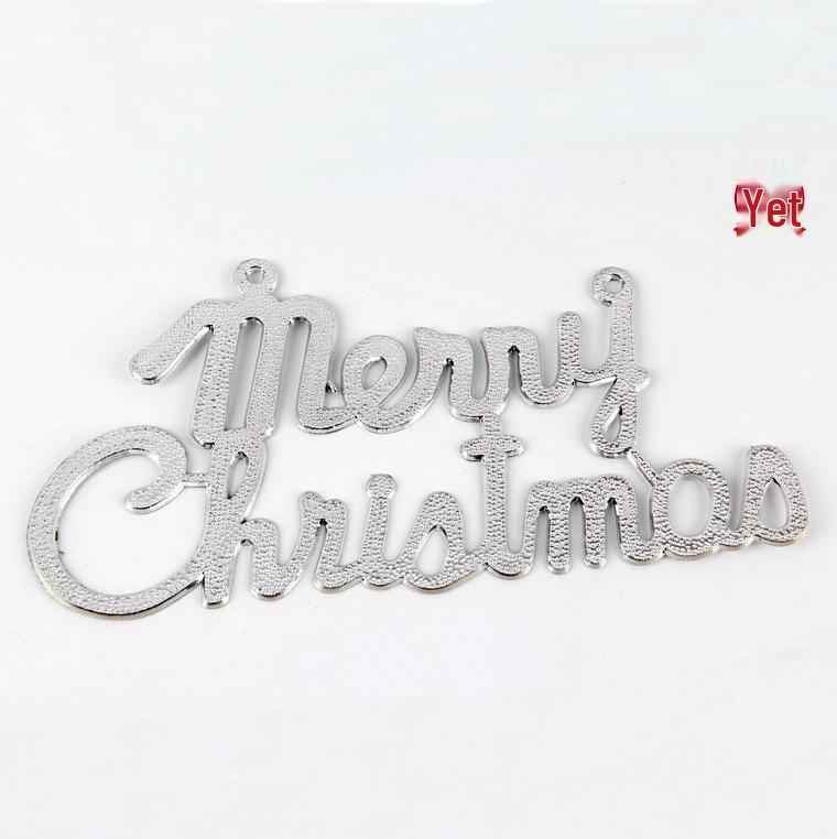 

Счастливого Рождества Гальванизированное Пластиковое Украшение: Английская буквенная табличка для украшения рождественской елки или окна