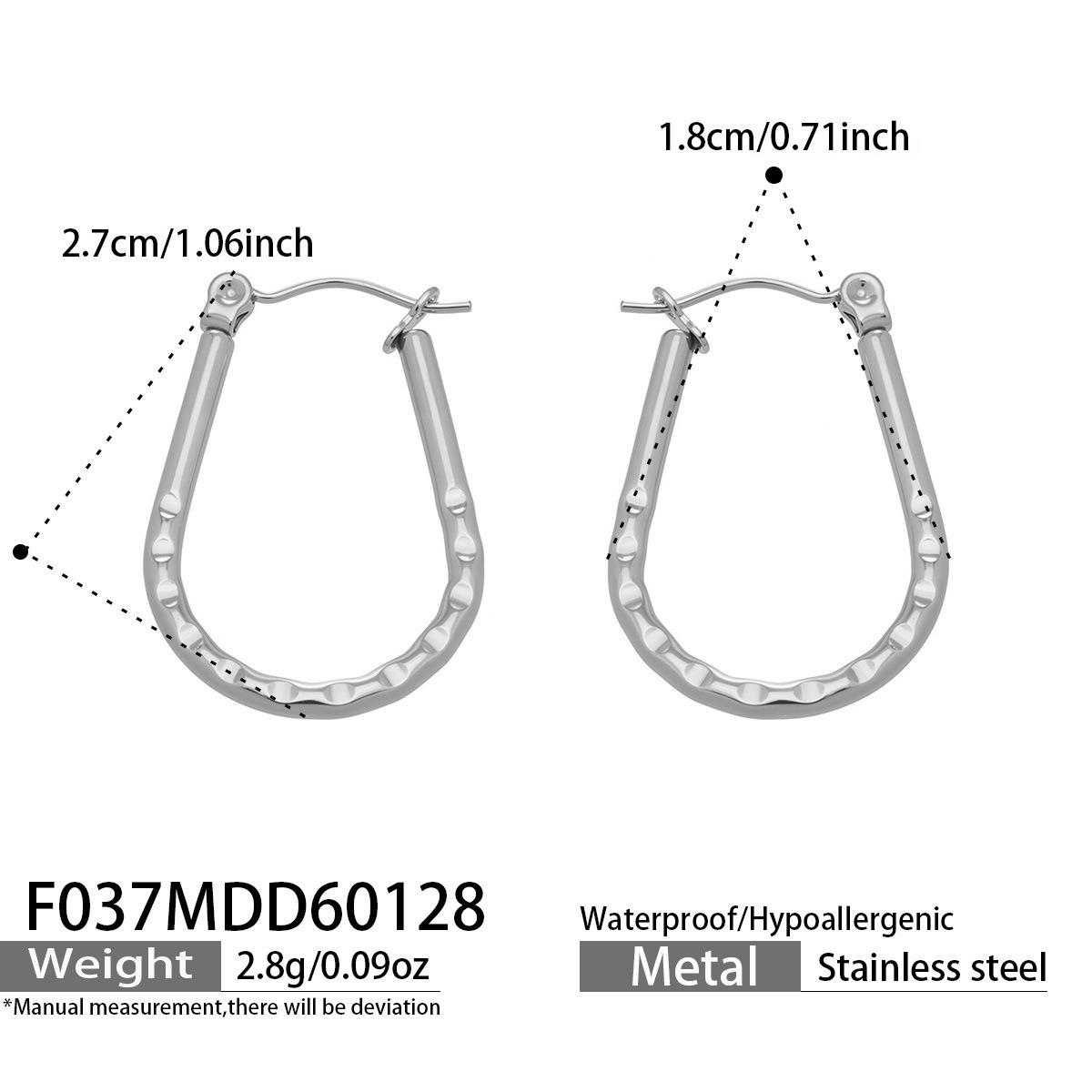 Niche Personality U-Shaped Embossed Ear Cuff Earrings - 18k Gold-Plated Stainless Steel