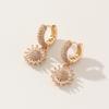 1 Pair Fashion Sun Flowers Dangle Earrings for Women Cubic Zirconia Jewelry Daily Wedding Party Accessories