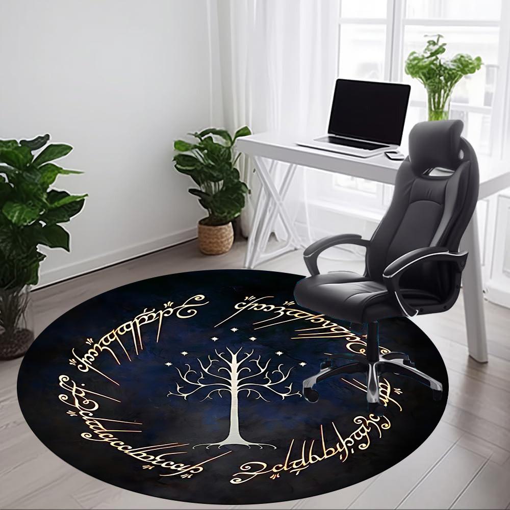 1pc Lord of the Rings Office Round Area Rug, Indoor Mat Suitable For Office, Under Office Chairs Bedroom Living Room Home Decor, Room Deco