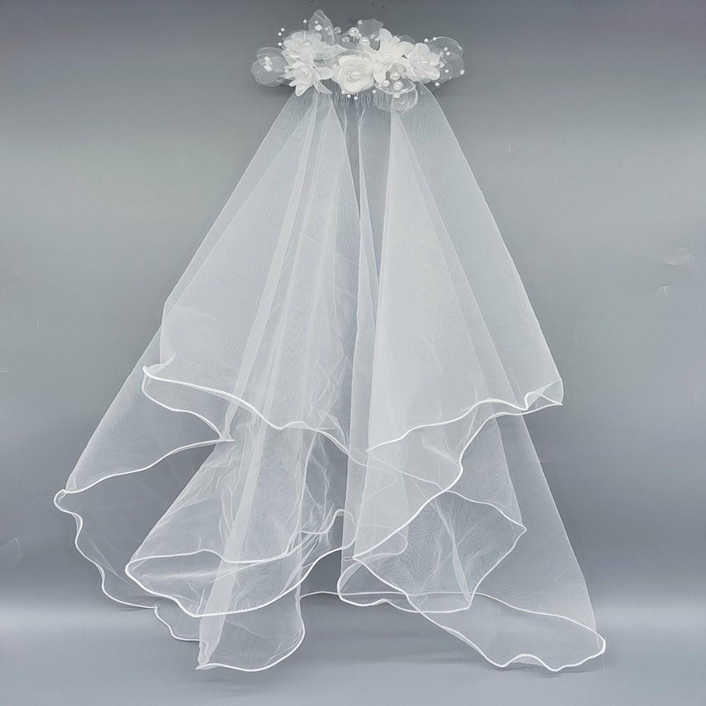 Double Layer Bridal Veil White Pearl Edged Wedding Veil Elegant Pearl Veil Wedding Bridal Party