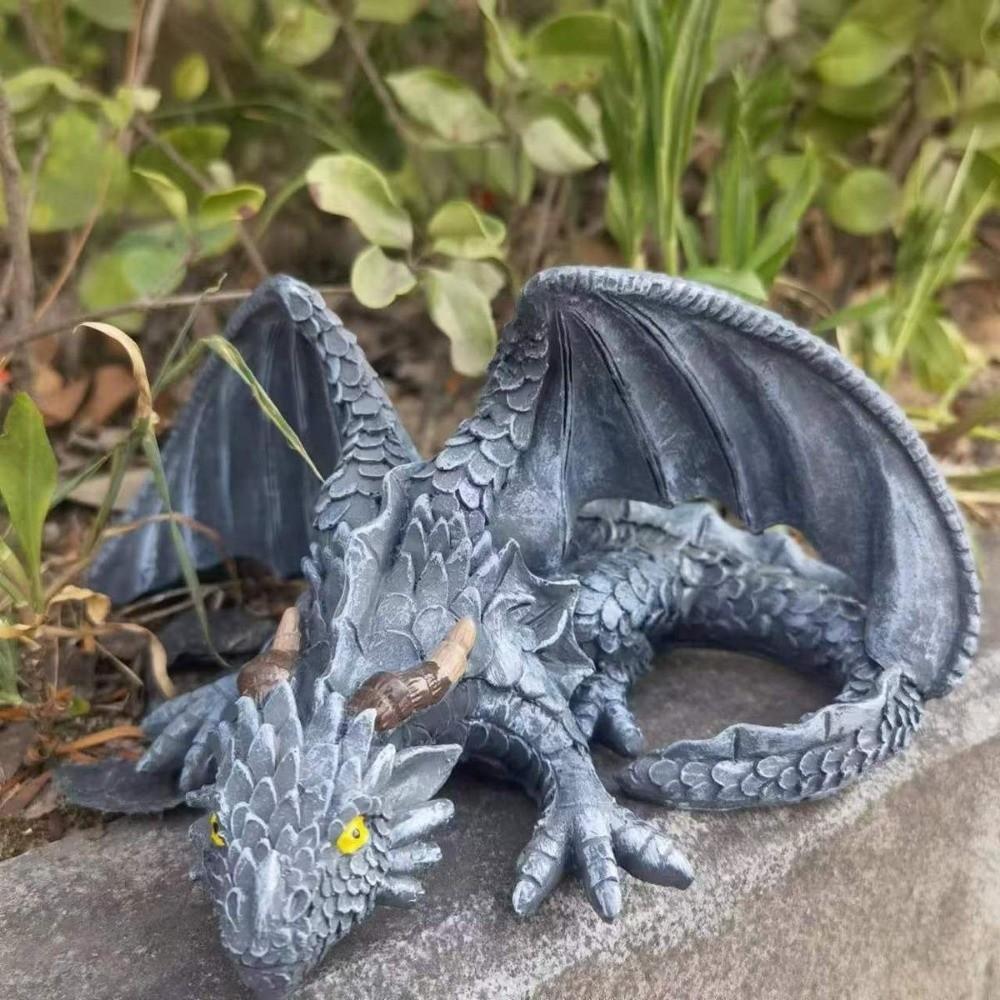 Resin Dragon Ornaments Large Size Dragon Decoration Black Dragon Sculpture  Desk Statue