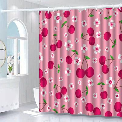 A Whimsical Cherry Blossom Shower Curtain: Transform Your Bathroom Into a Playful Haven with This Adorable Design Featuring