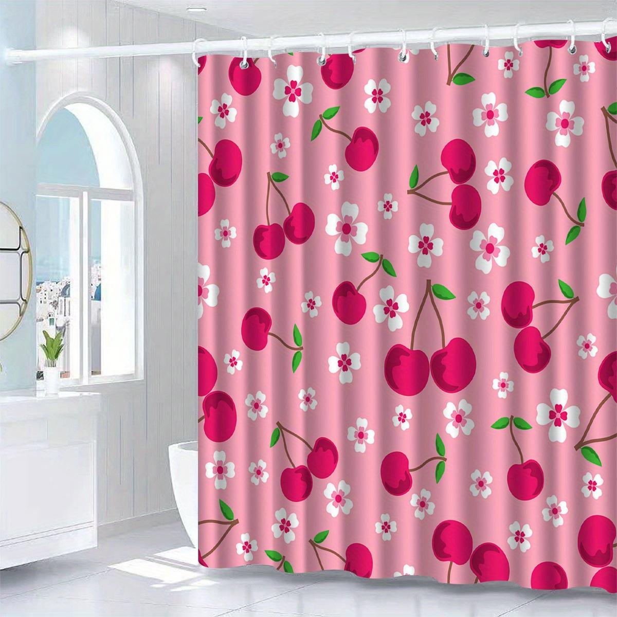 A Whimsical Cherry Blossom Shower Curtain: Transform Your Bathroom into a Playful Haven with This Adorable Design Featuring W90XH180cm