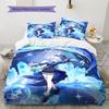 Genshin Pattern Bedding,Quilt Set Quilt Cover Pillowcase Home Birthday Gift (1 * duvet cover + 2 * pillowcase, without core)