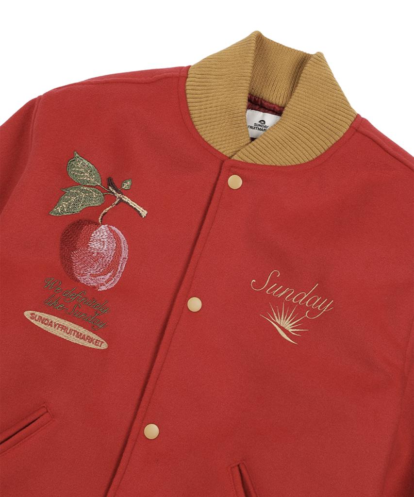 Sunday Fruit Market Apple Varsity Jacket Red