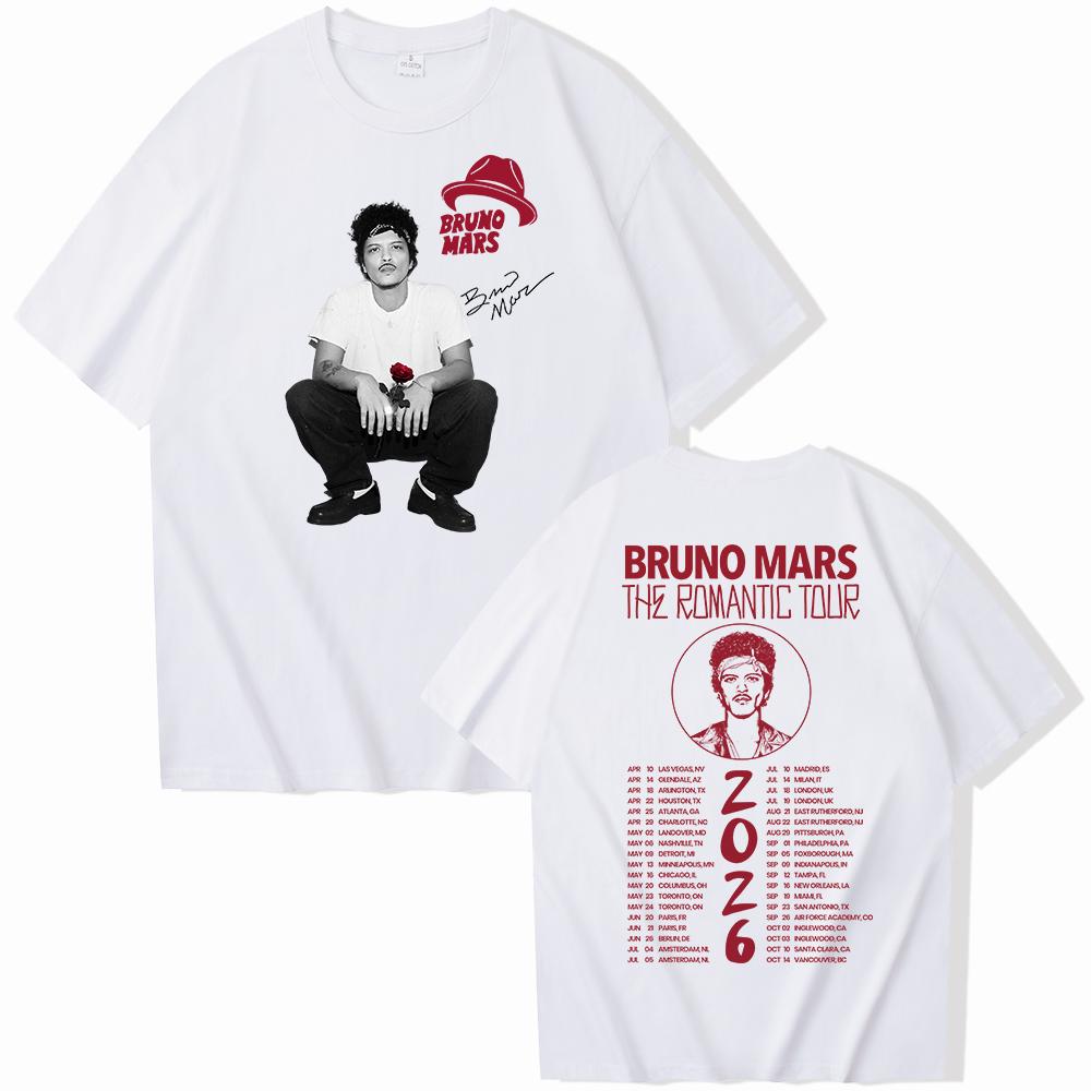 Bruno Mars The Romantic Tour 2026 Merch Tshirt Man Woman Harajuku Short Sleeve Oneck Casual Shirt