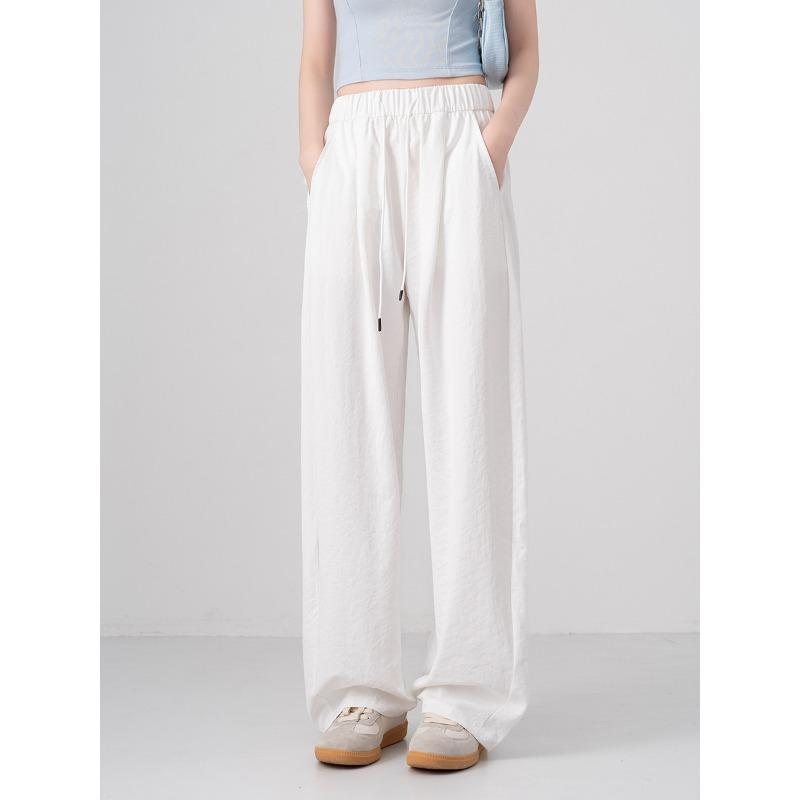 

White sports wide-leg straight-leg pants women s summer thin mid-waist drape loose casual small banana scimitar pants XL