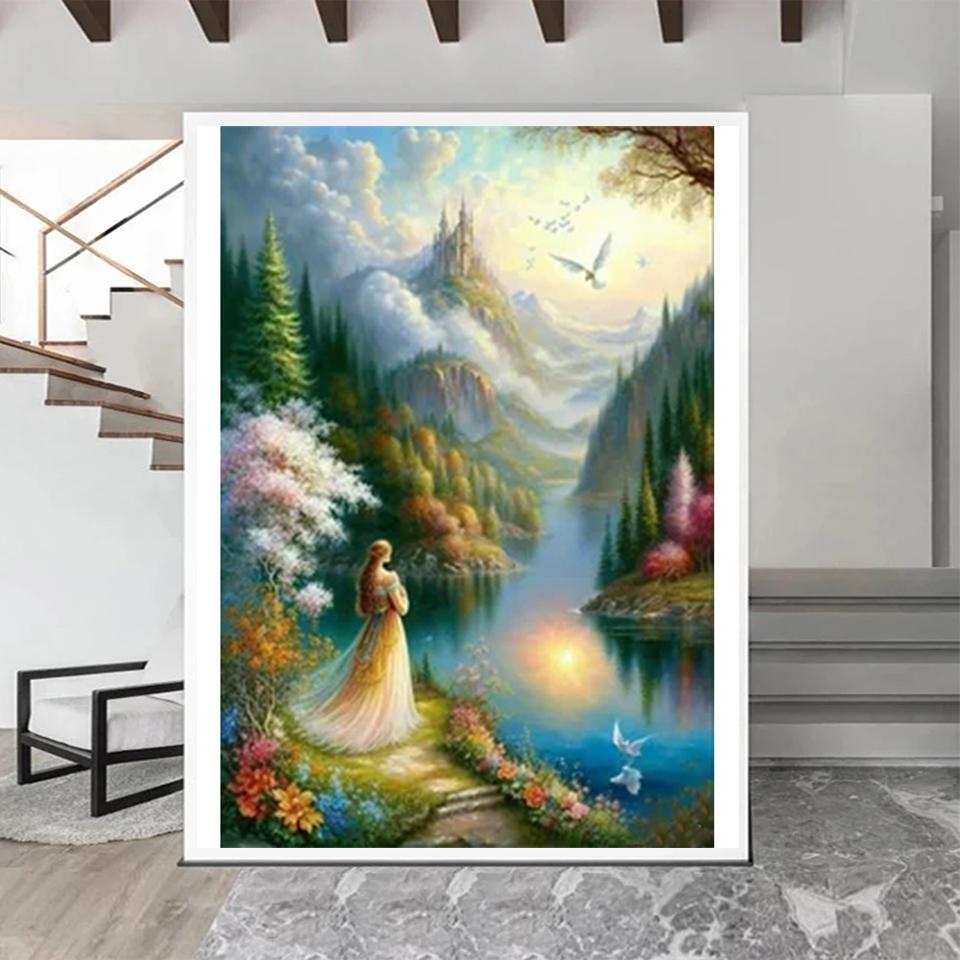 5D DIY Landscape Diamond Painting New Series Dreamy Fairy Scenery Full Mosaic Embroidery Cross Wall Art Gift Decoration