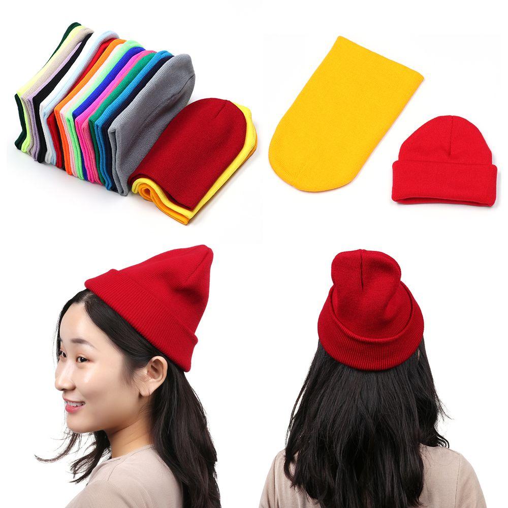 Warm Unisex Hip Hop Casual Candy Color Knitted Cap Beanies Hat Soft Skullcap