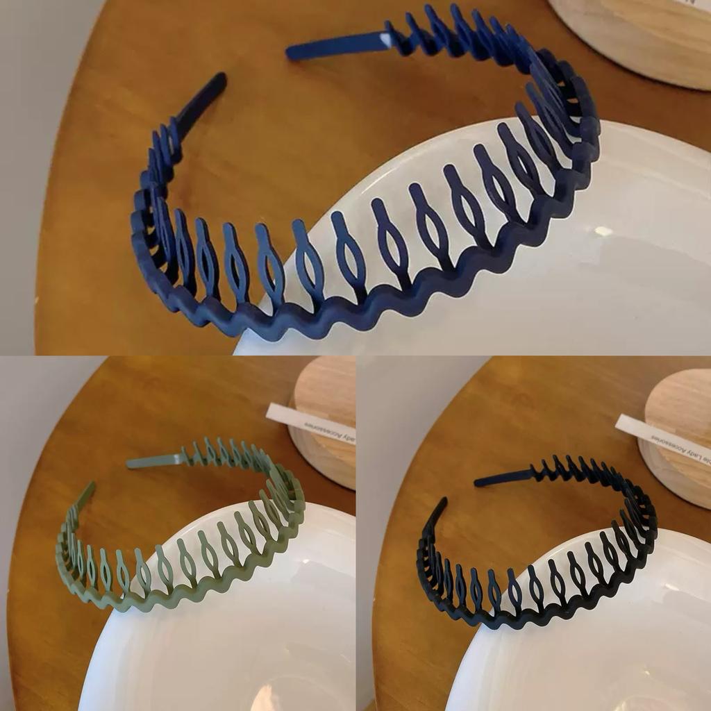 3Pcs Fashion Wave Headbands for Women Solid Color Toothed Non-slip Hair Bands Girl Face Wash Sports Hairbands Hair Accessories