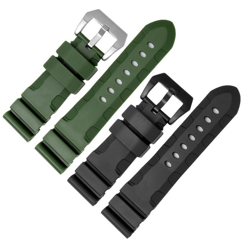 24mm 26mm Rubber Watch Band for Panerai Luminor Submersible Lightning 1164 PAM01209 Black Universal Silicone Strap Watch Band onSamsung Smart Watches