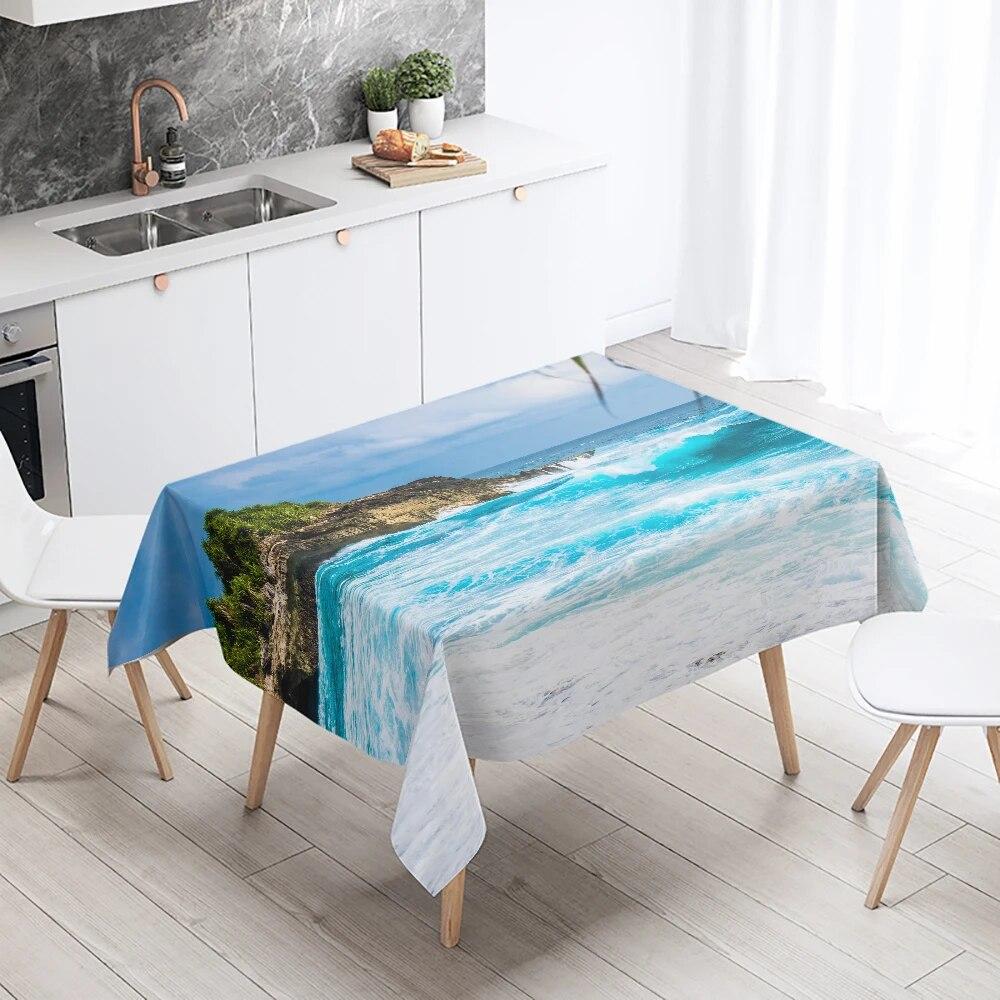 Față de masă imprimată cu floarea-soarelui, peisaj, camping, rezistentă la pete, impermeabilă, masă de bucătărie, decor acasă