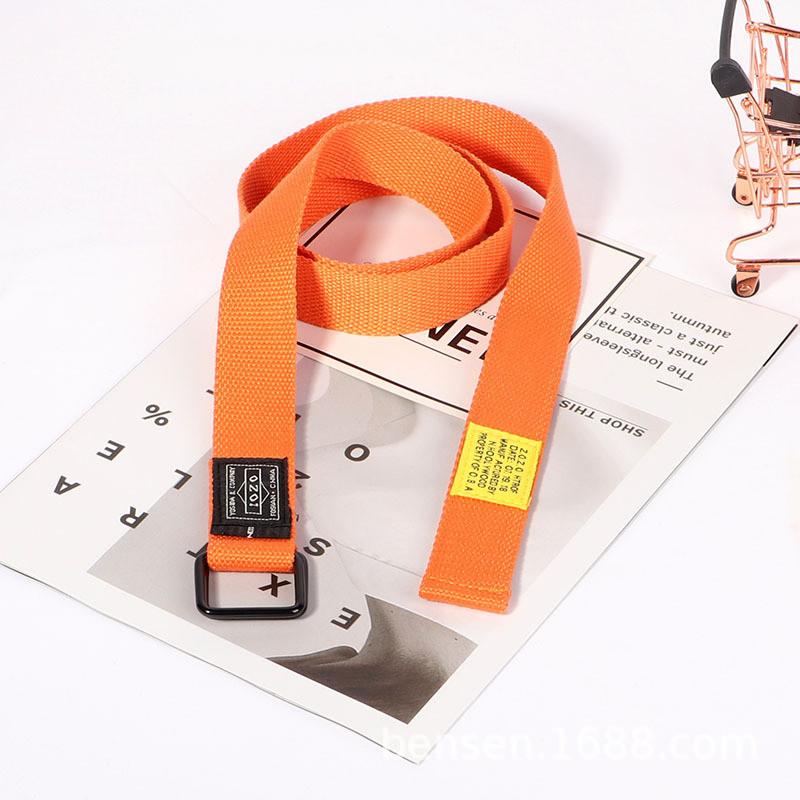 Unisex Cargo Belt Pants Canvas Waistband Extended Length Pants Strap Students