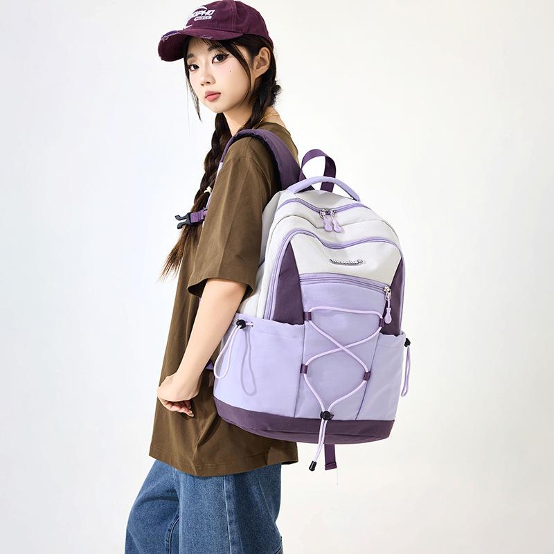 Schoolbag Mountain Dopamine Contrast Rope Backpack Couple Vitality Outdoor Hiking Anti-splashing Backpack
