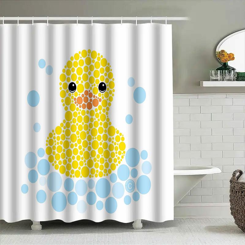 Bathroom Shower Curtain Waterproof Abstract Animal Duck Pattern Home Decor Farmhouse Style Modern Fabric Shower Liner