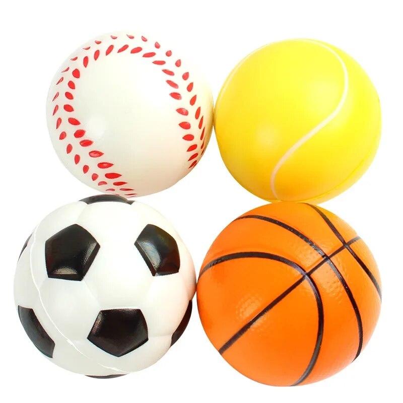 6.3cm Squeeze Ball Toy Football Basketball Soft Foam Sponge Baseball Tennis Toys for Kids Children