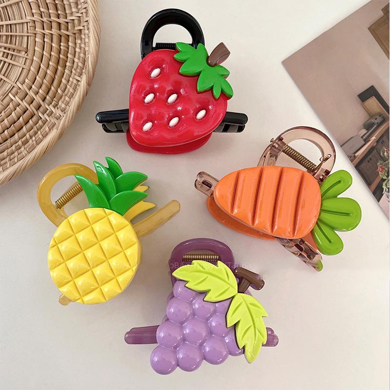Cute sweet acrylic strawberry hairpin small delicate back head disc hair shark clip Internet celebrity versatile hair accessories woman