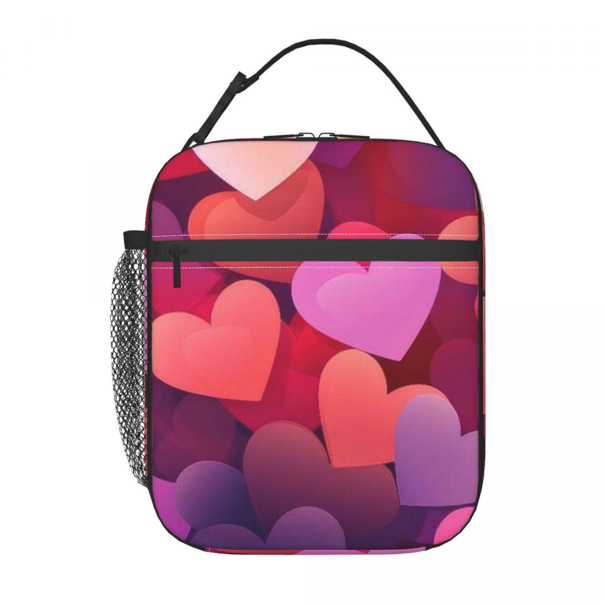 

Colour Hearts Pattern Insulated Lunch Bag for Kids School Cooler Thermal Food Box Tote Portable Lunch Boxes Container One Size