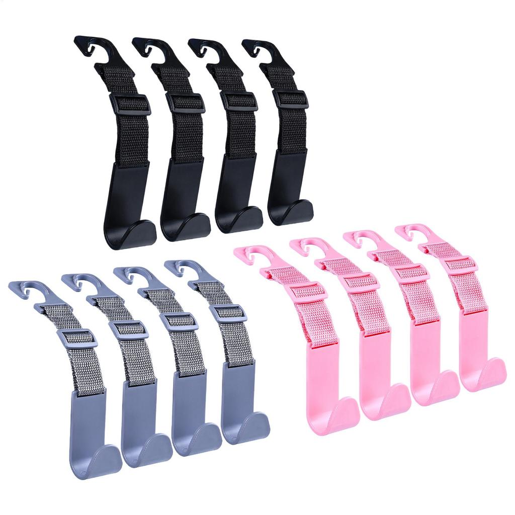 Car Headrest Hook Storage Hooks for Car Seat Headrest 4 Pieces Organization and Storage Adjustable Bag Hanger for Coats Handbag